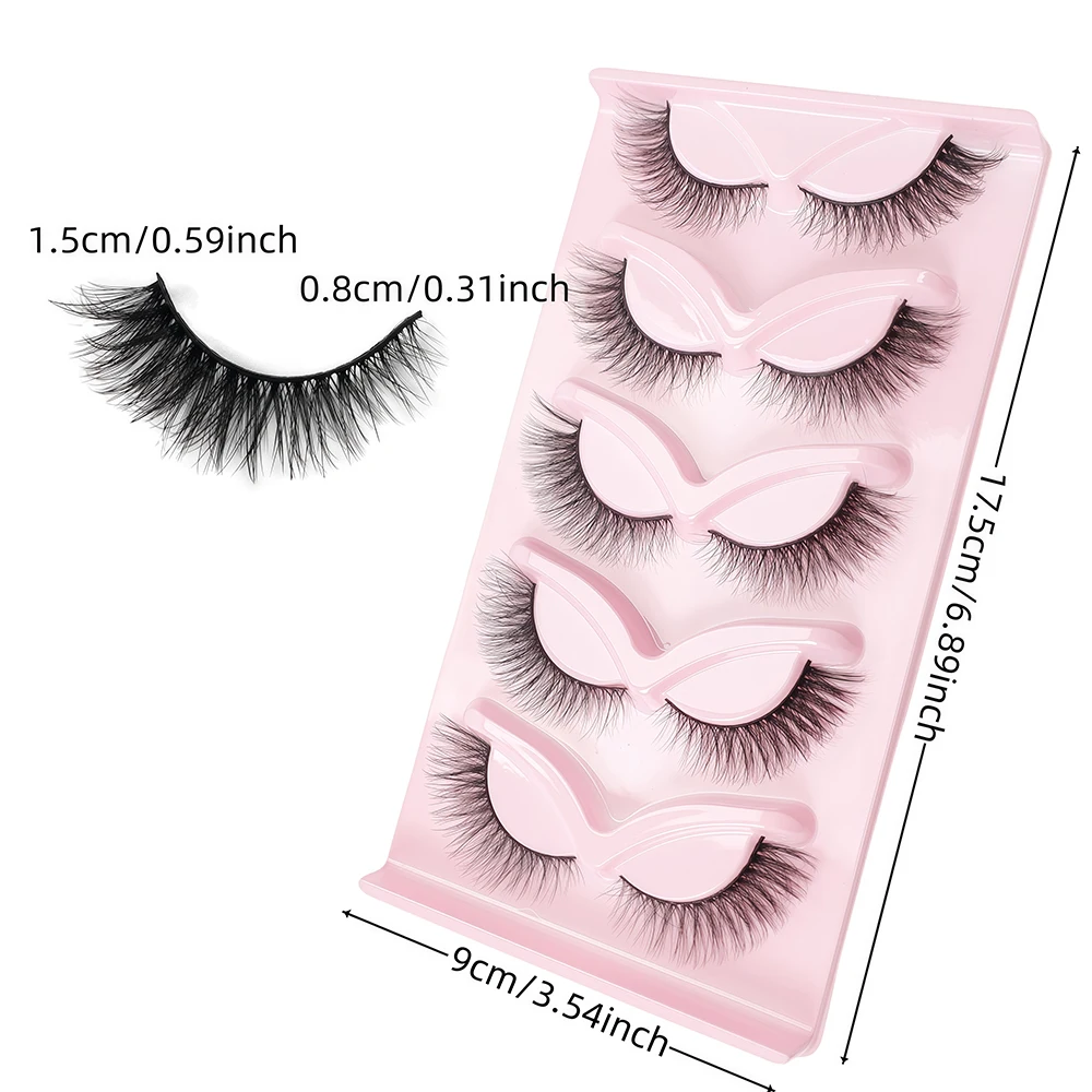 유럽과 미국 스타일의 촘촘하고 길어진 속눈썹을 위한 3D 고양이 눈 인조 속눈썹 5쌍