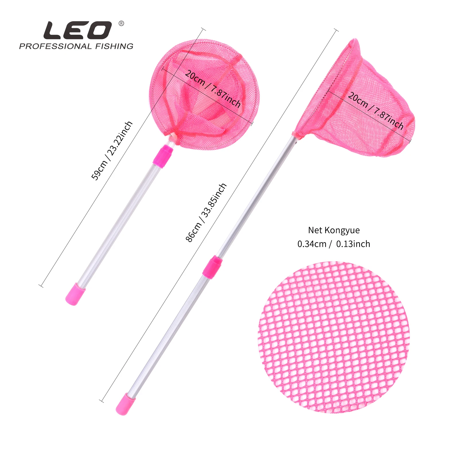 LEOFISHING Fishing 2 Sections Telescopic Rod Foldable Aluminum Alloy Hand Net 86CM 3 Colors Children Fishing Accessories