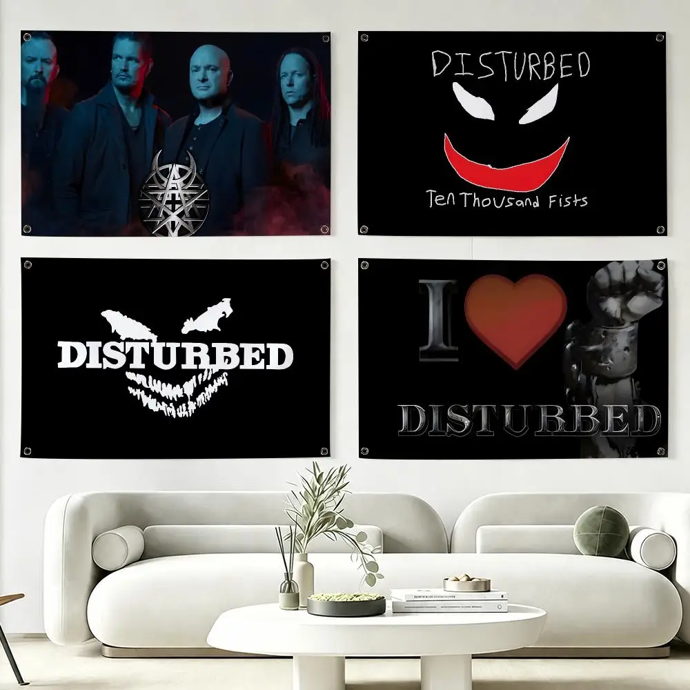 Rock Band D-disturbed Flags Hanging Flag Banner Home Outdoor Camping Picnic Party Decoration Fashion Best Selling Wall Art Decor