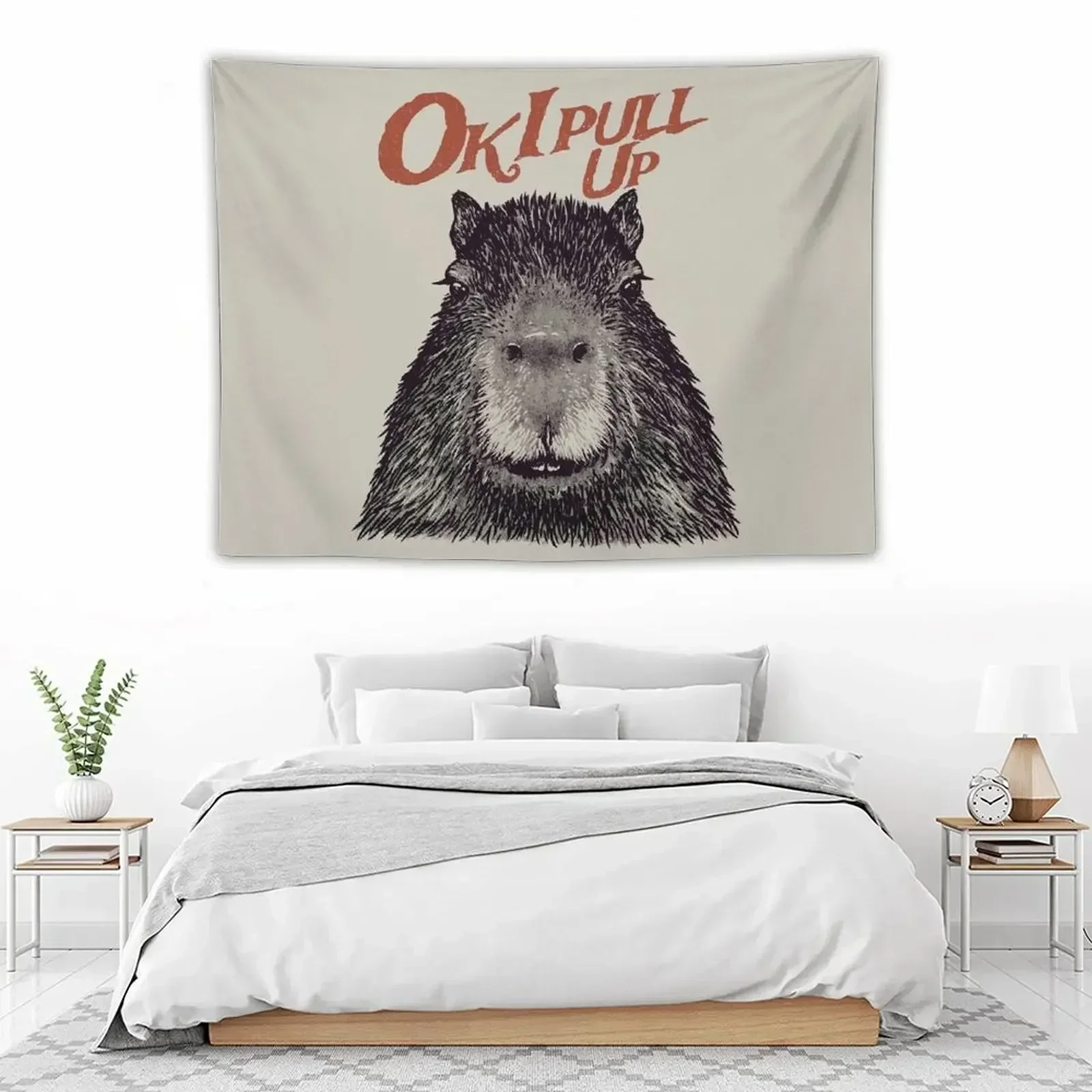 

Capybara - Ok I pull up | MEME | Red Capybara | His Name - Gort Capy Yuzu Pet Mat Bandana Tapestry Wallpaper Bedroom Tapestry