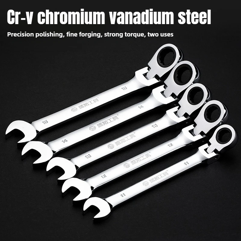 Ratchet Wrench of Spanner Set Hand Tool 72-Tooth Ratcheting 180° Rotation Car Repair CR-V Chromium Steel Combination Wrenches