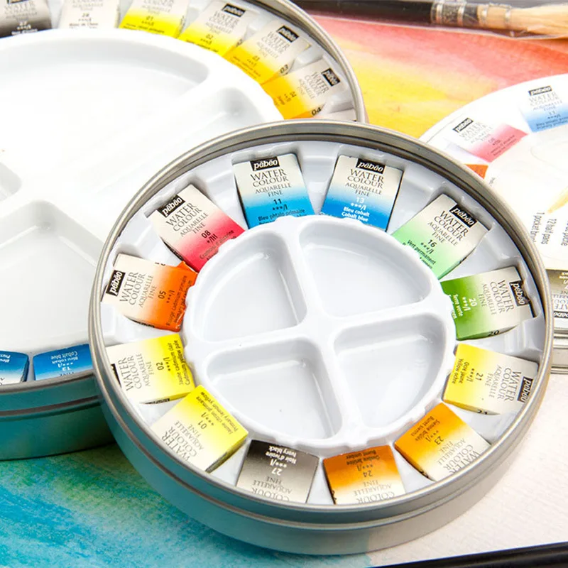 Imagem -05 - Francês Pebeo-tinta Aquarela Sólida Vem com Paleta Pintura Portátil Fontes de Arte Viagem 12 24 Cores Tin Box Grupo Artista