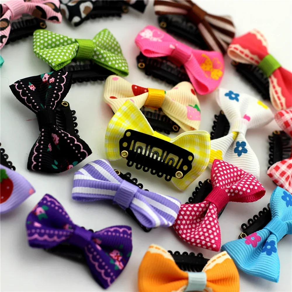 10pc Print Flower/Strawberry/Smile/Cartoon Babies Fine Wispy Hair Mini Latch Wisp Clip Newborn Bow Hair clips Infant Hairpin