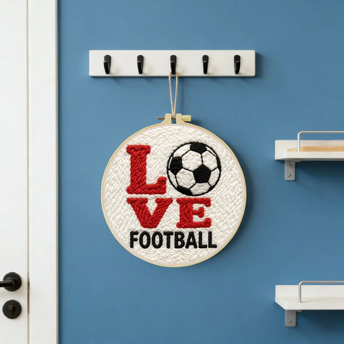 20X20CM/7,87 Zoll Love Football Punch-Nadel-Stickerei-Set, Stickerei, gestrickte Stickerei, DIY, handgemachtes Geschenk, Heimdekoration – Detail 1