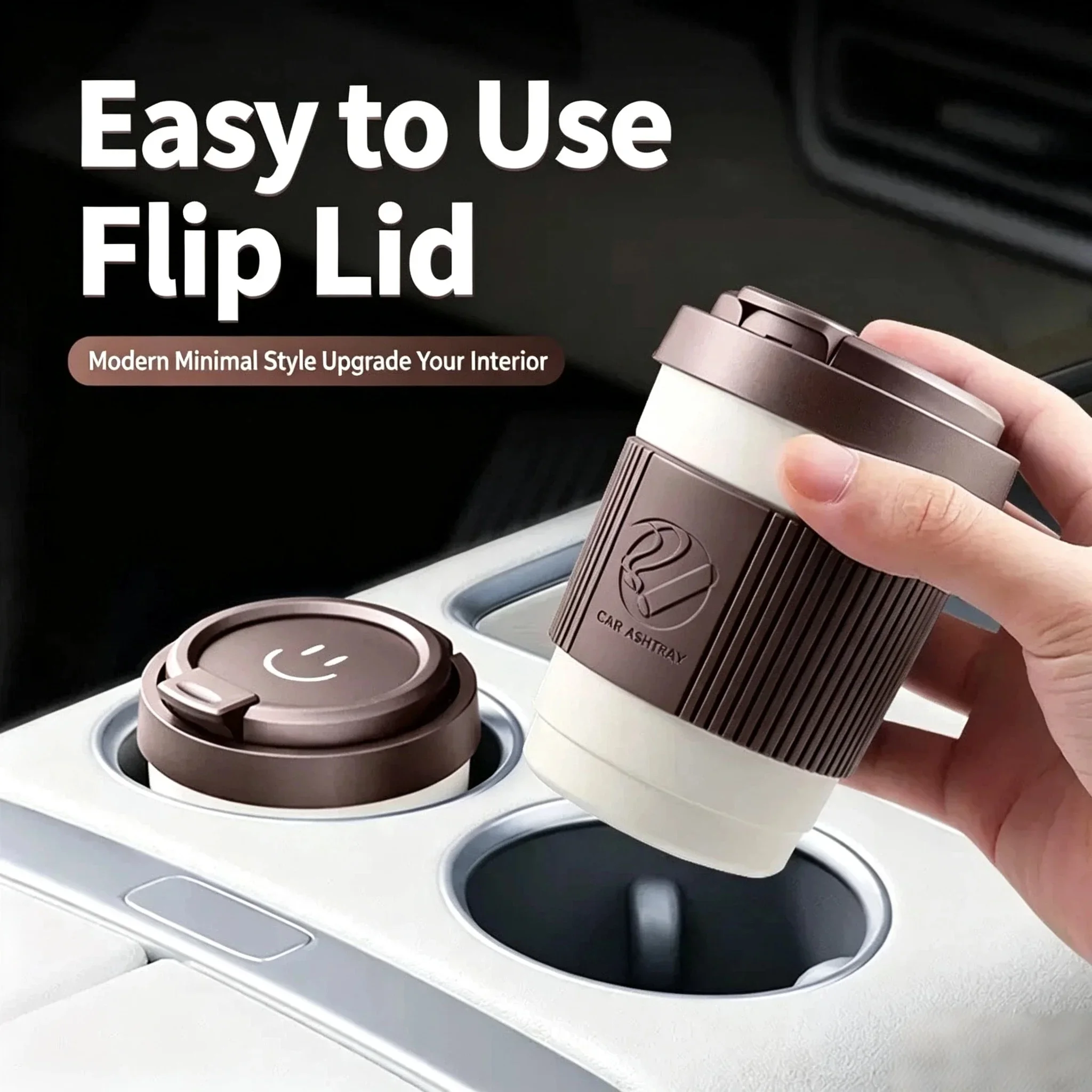 New Multi-Functional Car Ashtray with Automatic Lid, Premium Auto Cigarette Ash Storage Box for Vehicle Interior