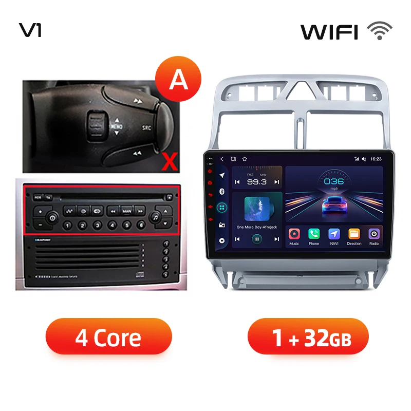 Junsun AI Draadloze CarPlay voor Apple Android Auto Radio Voor Peugeot 307 307CC 307 SW 2002-2013 GPS multimedia RDS WiFi Stereo