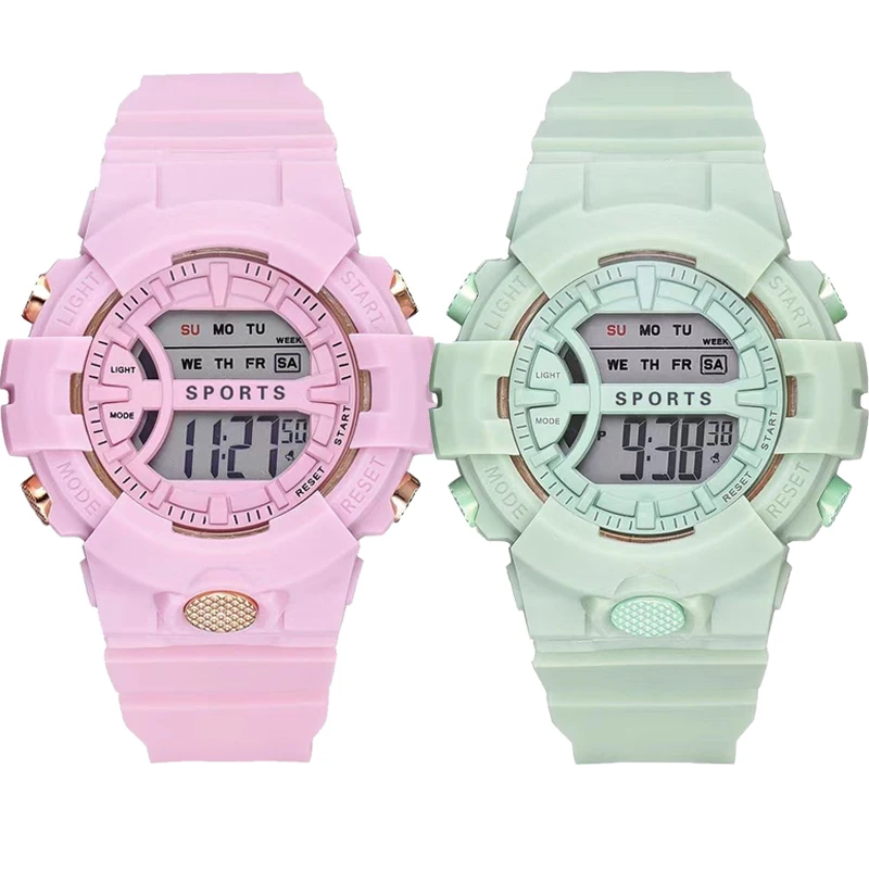 Модные детские часы для мальчиков и девочек, светодиодные цифровые часы, секундомер с обратным отсчетом, светящиеся спортивные часы, студенческие электронные наручные часы