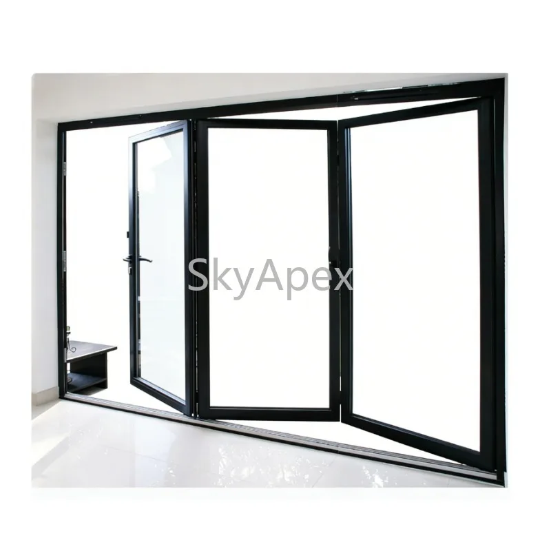 Hurricane Impact Energy Saving Design  Aluminium Glass Bifold Exterior Folding Patio Doors Waterproof Windproof  For Home Garden