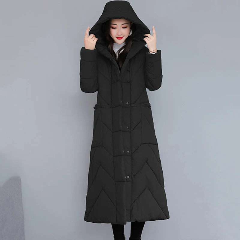 Chinese Style Down Padded Jacket 2022 New Padded Jacket Women's Winter Loose Temperament Long Knee-length Thick Padded Jacket