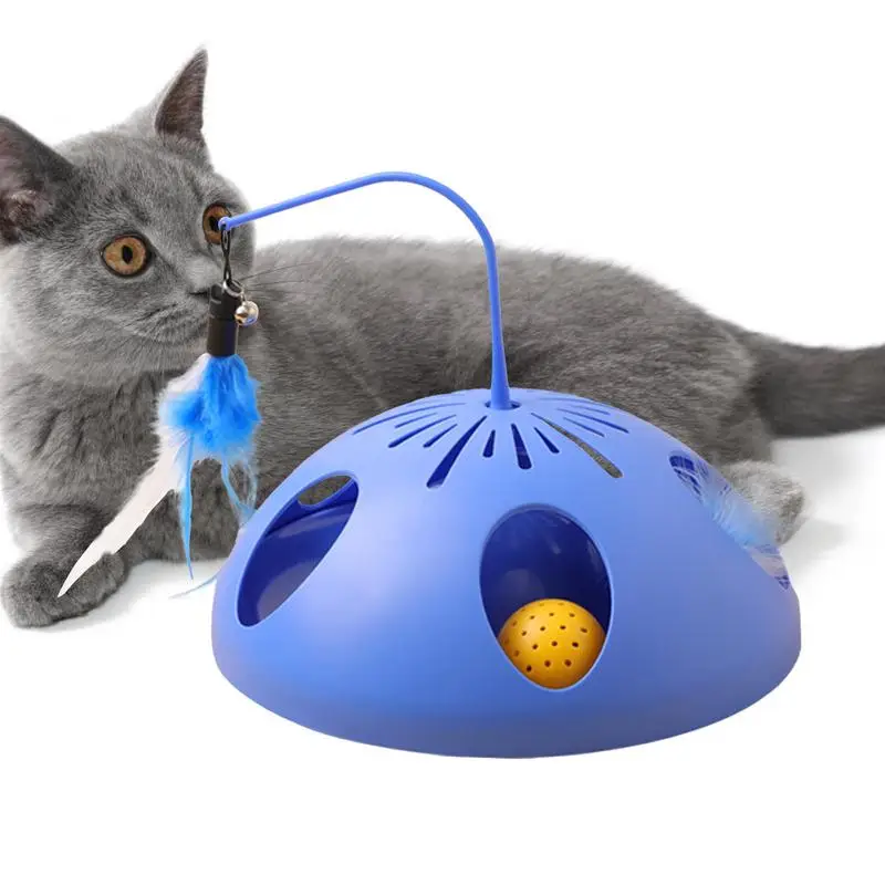 3 In 1 Interactive Cat Toy Anti-Slip Kitty Toy With Feather Wand Pet Exercise Toys With 2 Modes For Study Room Cat House Living