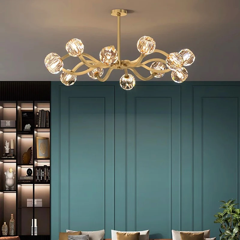 

Nordic Luxury Crystal Living Room Chandelier Home Decoration Dining Room Bedroom Pendant Lamp Indoor Lighting Lusters Luminaires