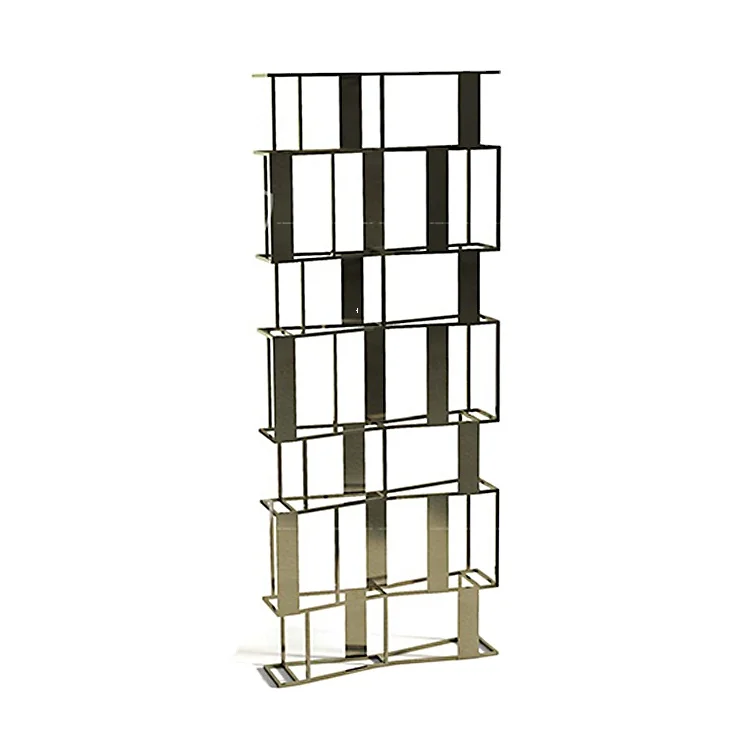 yf-Wholesale Custom Simple Modular High End Wall Metal Book Shelf Stainless Steel Bookshelf for Office Decoration-