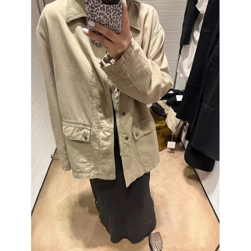 

Осенняя винтажная Вельветовая куртка с начесом и лоскутным воротником