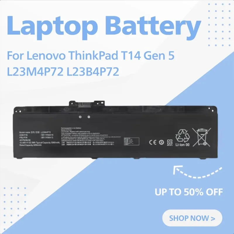 

For Lenovo ThinkPad T14 Gen 5 L23M4P72 L23B4P72 L23L4P72 Laptop Battery