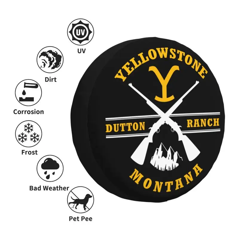 Custom Yellowstone Dutton Ranch Guns Spare Tire Cover for Jeep Mitsubishi Pajero SUV RV 4x4 Car Wheel Protectors Accessories