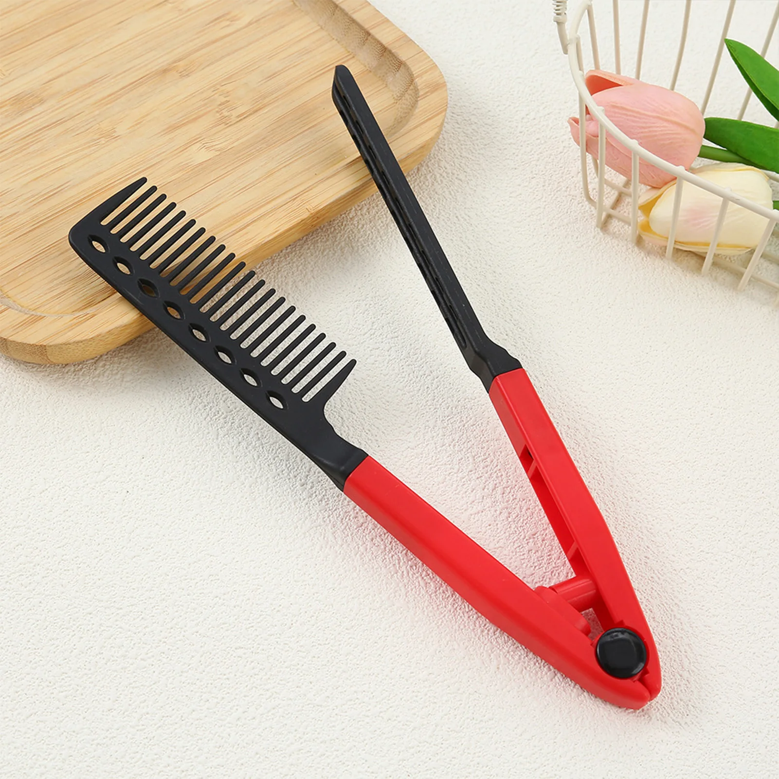 V Type Hair Straightener Brush DIY Hairdress Tool Hairdressing Combs Natural Hair Styling Curling Comb Hair For Male And Female - view 3