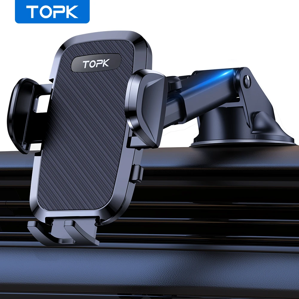TOPK D36-G Universeller Autotelefonhalter mit Hakenclip, Lüftungsschlitze, Autohalterung 360° ° Rotation Universelle Handyhalterung für Mobiltelefone