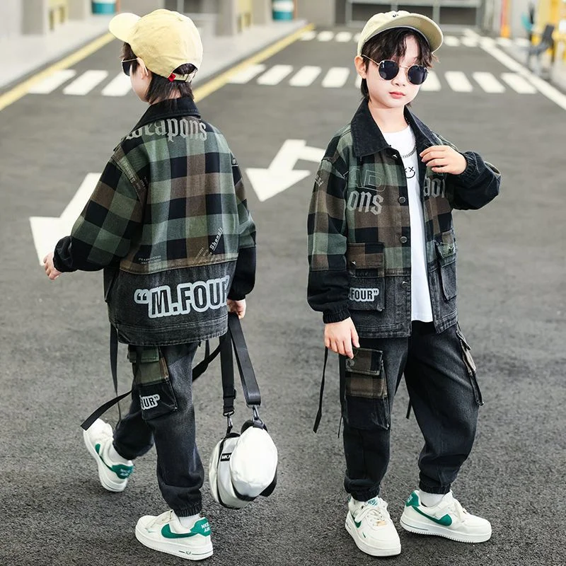 

Boys Coat +Pants Kids Suits 2PCS/Set Cotton 2024 Casual Jean Spring Autumn Cotton Tracksuits Sport Christmas Gift Children Cloth