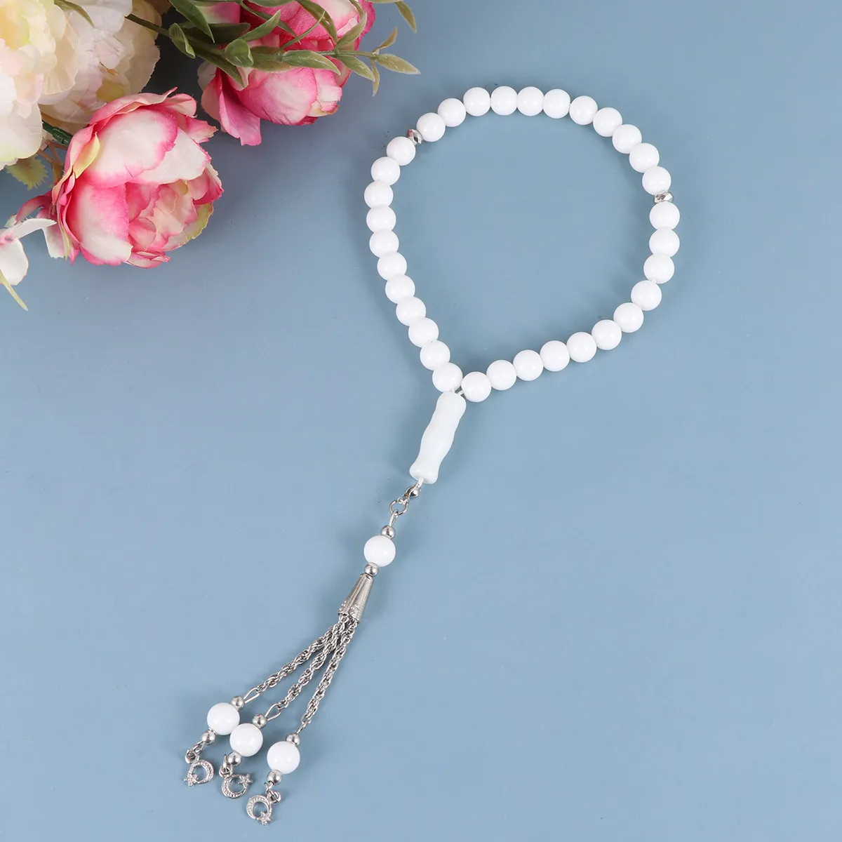 

Muslim Supplies Prayer Beads Glass Chain Rosary Necklace Religious Jewelry Devotional Pendant Gift for Faithful Women Men