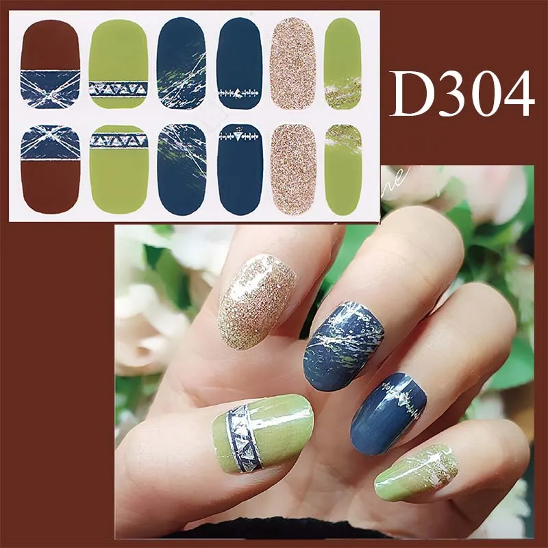 Nail Stickers Image Colorful Fashion Nail Art Stickers Transfer Collection Manicure DIY Nail Polish Strips D304