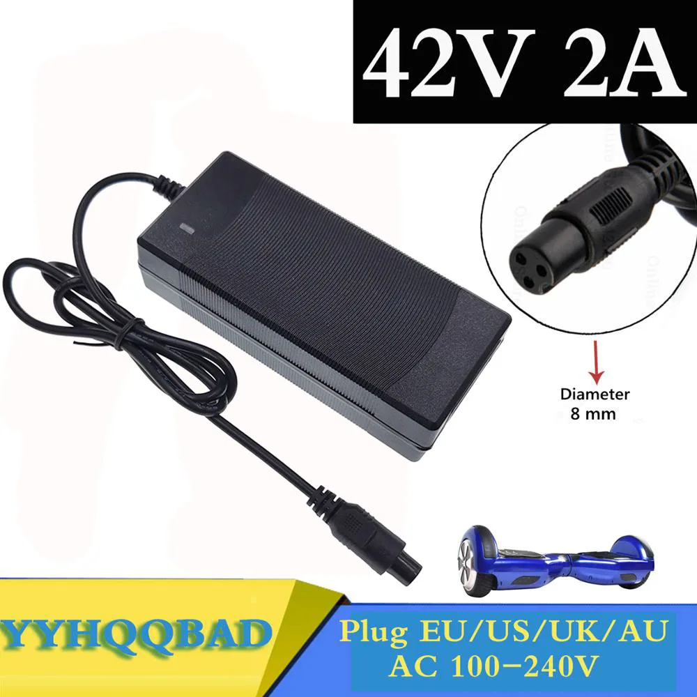 42V 2A Universal Battery Charger for 36V 10S Li-ion Battery Pack Connector GX12 3 Prong