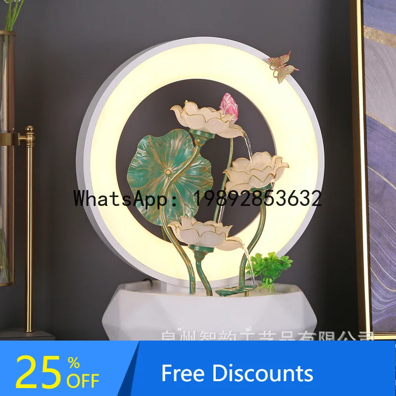 CZ Ceramic Fountain Water Flow Ornament Wealth-Enhancing Humidifier Fish Tank Living Room Office Decoration