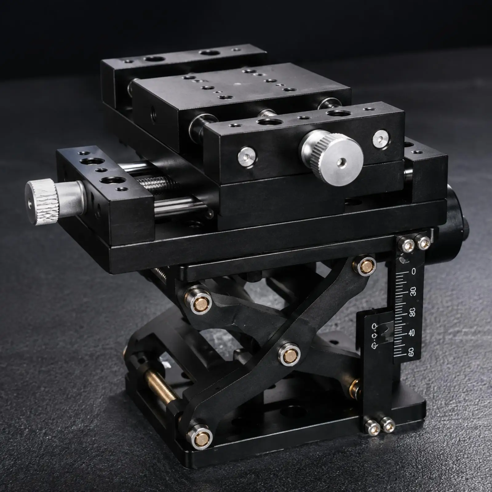 Precision XYZ-Axis Lifting Stage Adjustable Manual XYZ Positioning Stage with Perforated Base Stable Aluminum Alloy Precision