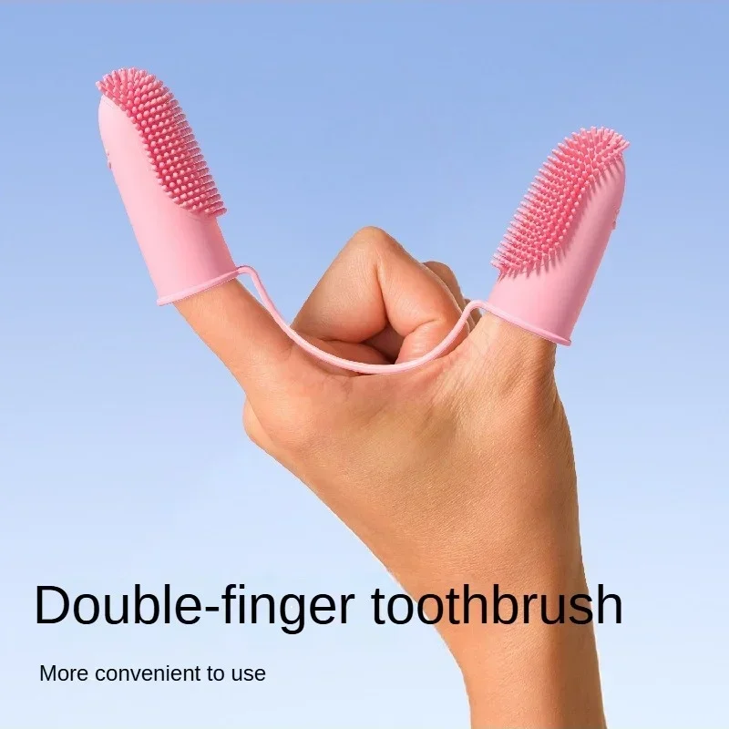 Pet Two-finger Toothbrush Dog and Cat Pet Products Tooth Cleaning Finger Covers Halitosis Dental Care Mouth Cleaning Tools