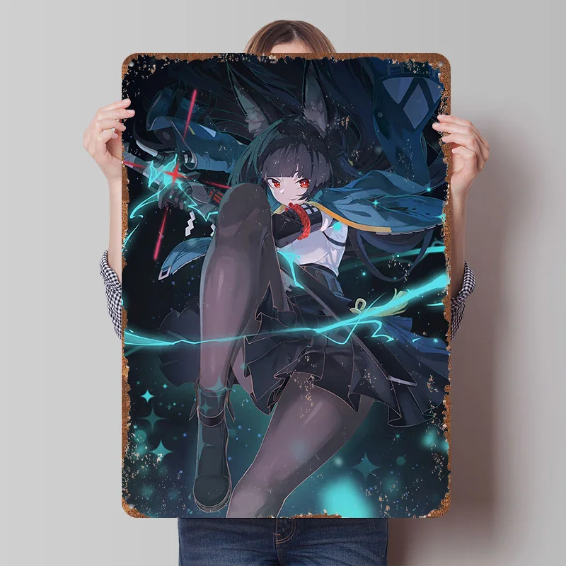 Hoshimi Miyabi Zenless Zone Zero Poster Customized Wall Art Vintage Metal Signs Retro Tin Plaque for Man Cave Room Decoration