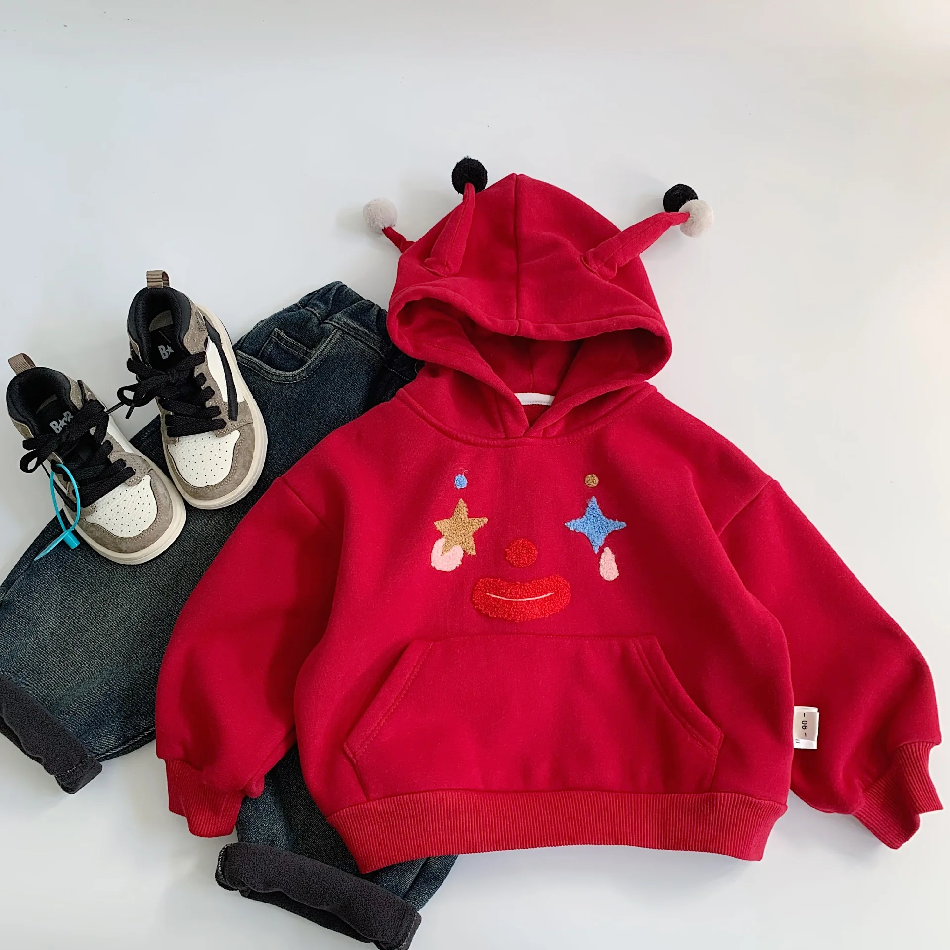 

Christmas Day Children Boy Sweatshirt Winter Hooded Thick Warm Toddler Kid Boys Tops Casual Clown Printed Teenager Boy Pullovers