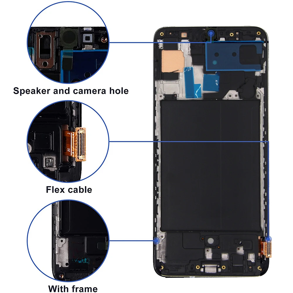 Pantalla LCD Super AMOLED de 6,7 pulgadas para móvil, montaje de digitalizador con pantalla táctil, reemplazo para Samsung Galaxy A70, A705, A705F