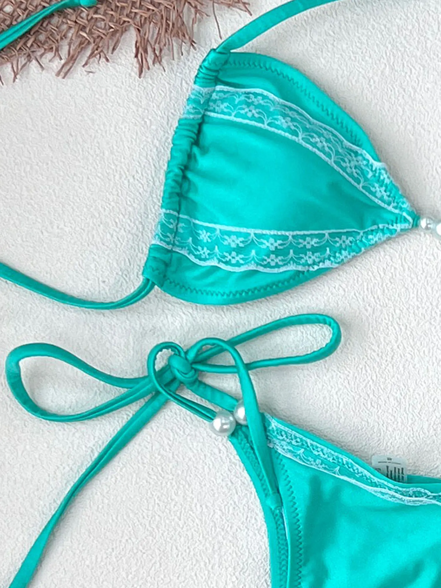 Bikini Sexy de encaje para mujer, traje de baño envolvente a la moda con tiras de cintura baja, traje de baño para mujer, ropa de playa femenina, nuevo