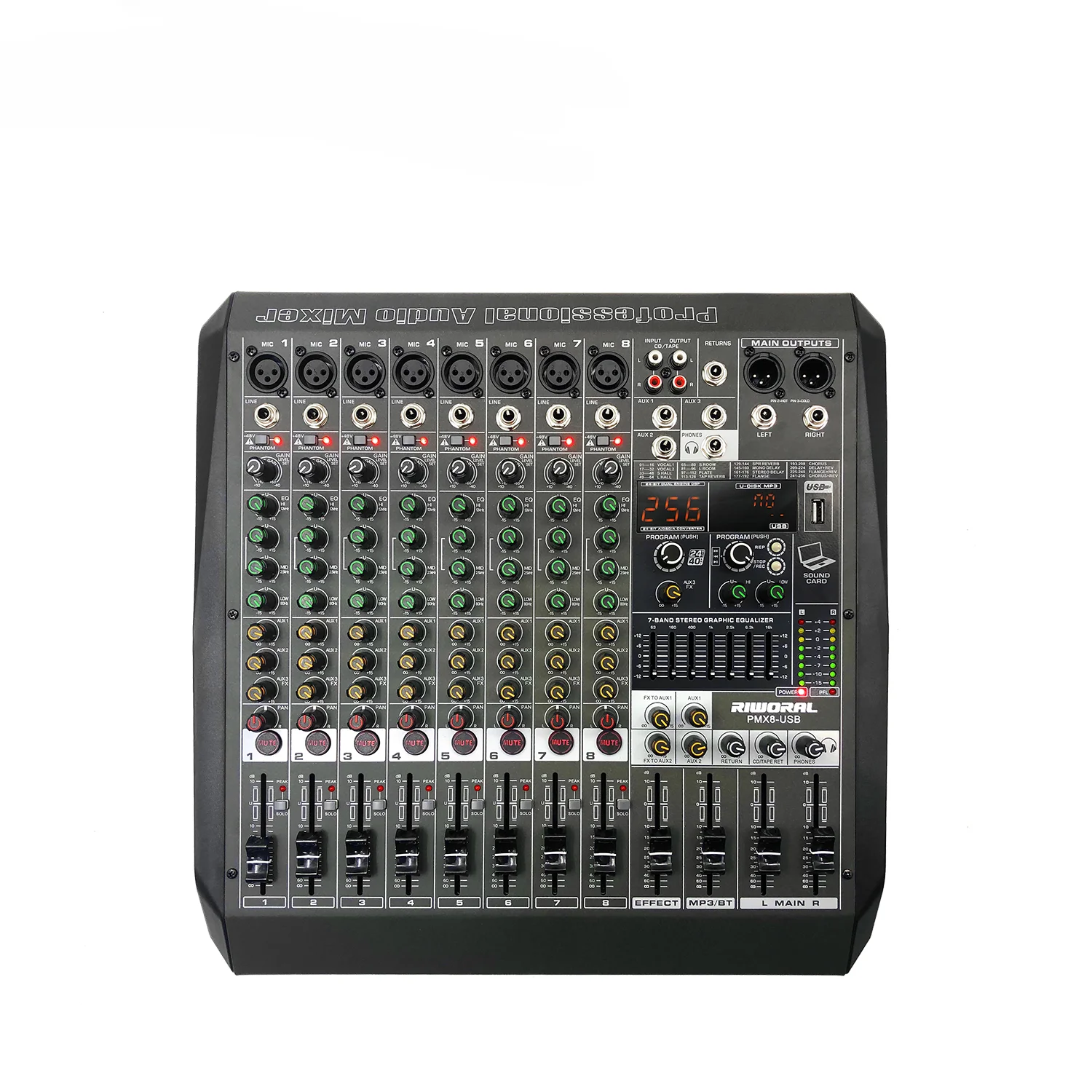 PMX8 Mixer Mezclador Studio 8 Channel, Mixer Audio DJ 8 Canali profesional mesin De Som profesional Digital