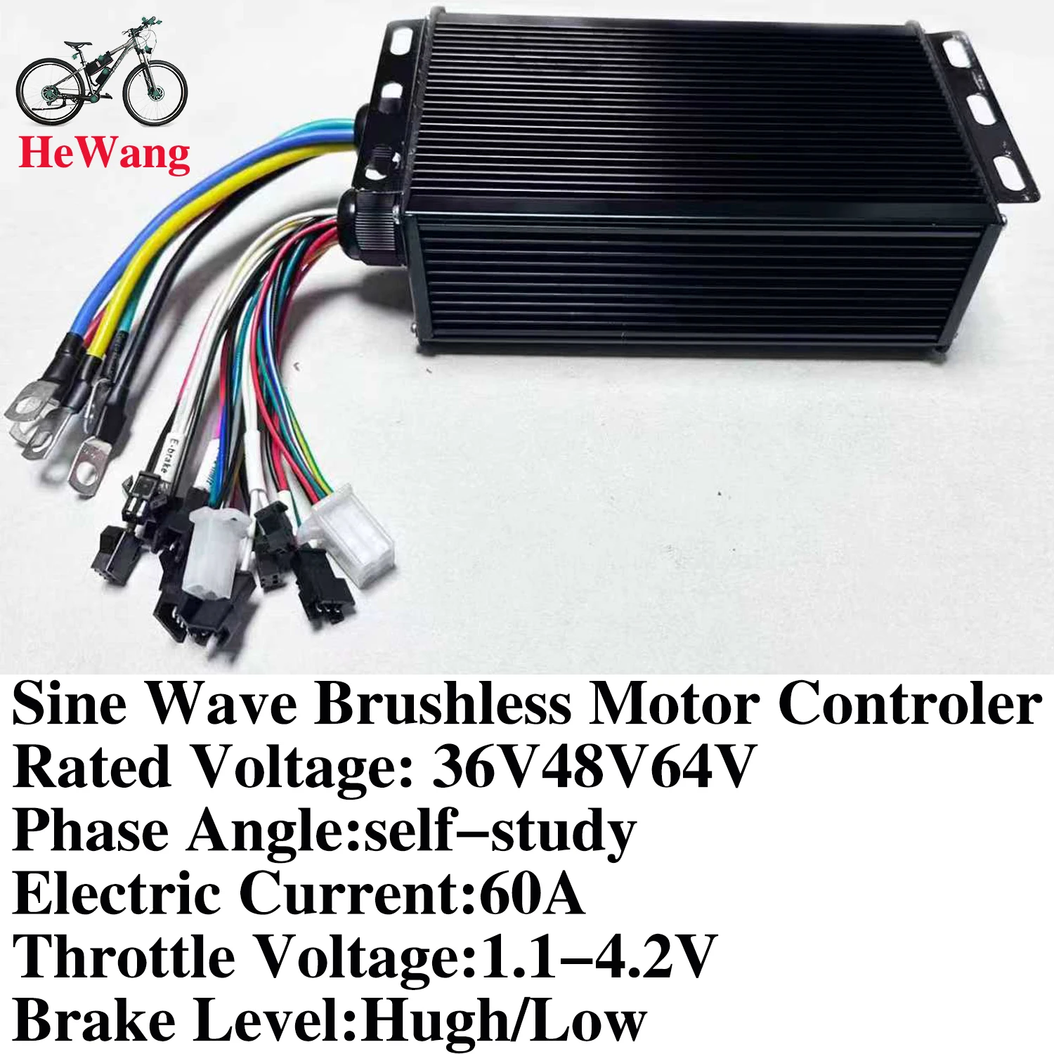 45A 3-Mode Sine Wave BLDC Controller 1500W-2000W  36V 48V-60V, For UART No.2 Protocol S866 SW900 LCD Display E-Bike Scooter