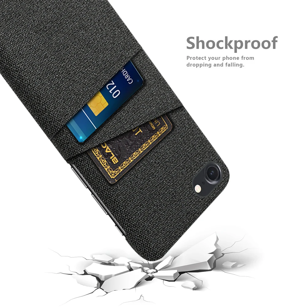 Luxury Fabric Dual Card Phone Cover For iPhone 7 8 SE 2 3 2020 2022 Case For iPhone Apple SE 2nd 3rd generation SE2 SE3 Funda