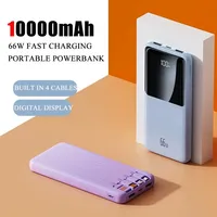 Hot 10000mAh 66W Power Bank Super Fast Charging Powerbank Portable Mobile Power with 4 Wire for IPhone Samsung HUAWEI Xiaomi