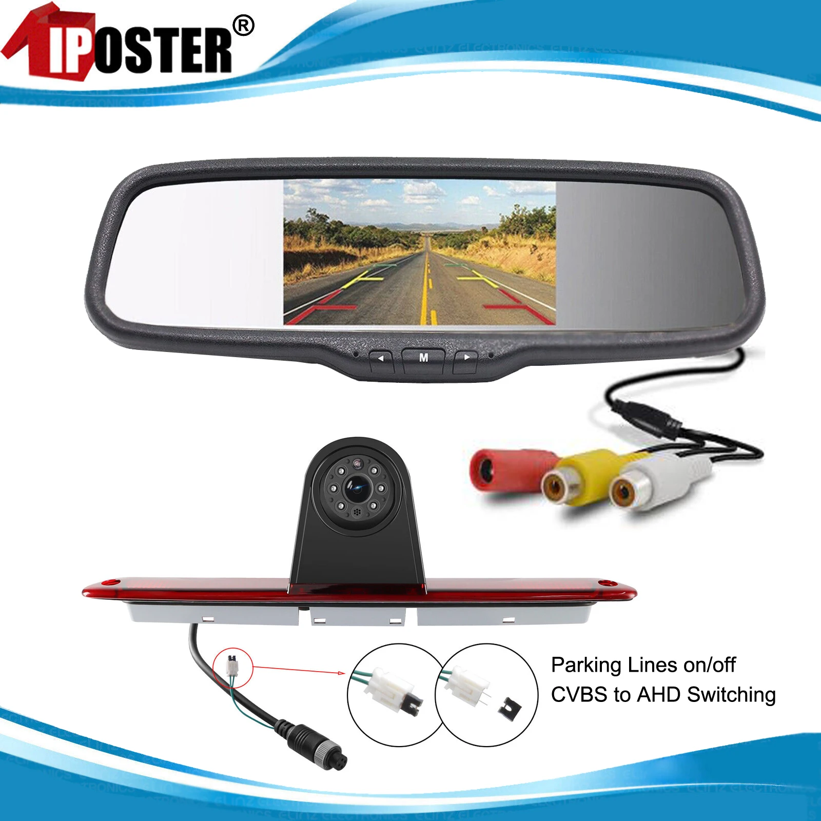 iPoster 5 Inches Car Rear View Mirror Monitor 1080P Backup Reversing Camera for Mercedes-Benz Sprinter W906 Crafter 2007 to 2019