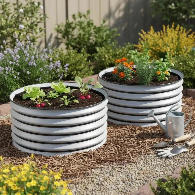 

2-Pack Raised Garden Bed, Modular Raised Bed, 2 Pieces, Without Bottom, Ø60 X 30 Cm. Silver