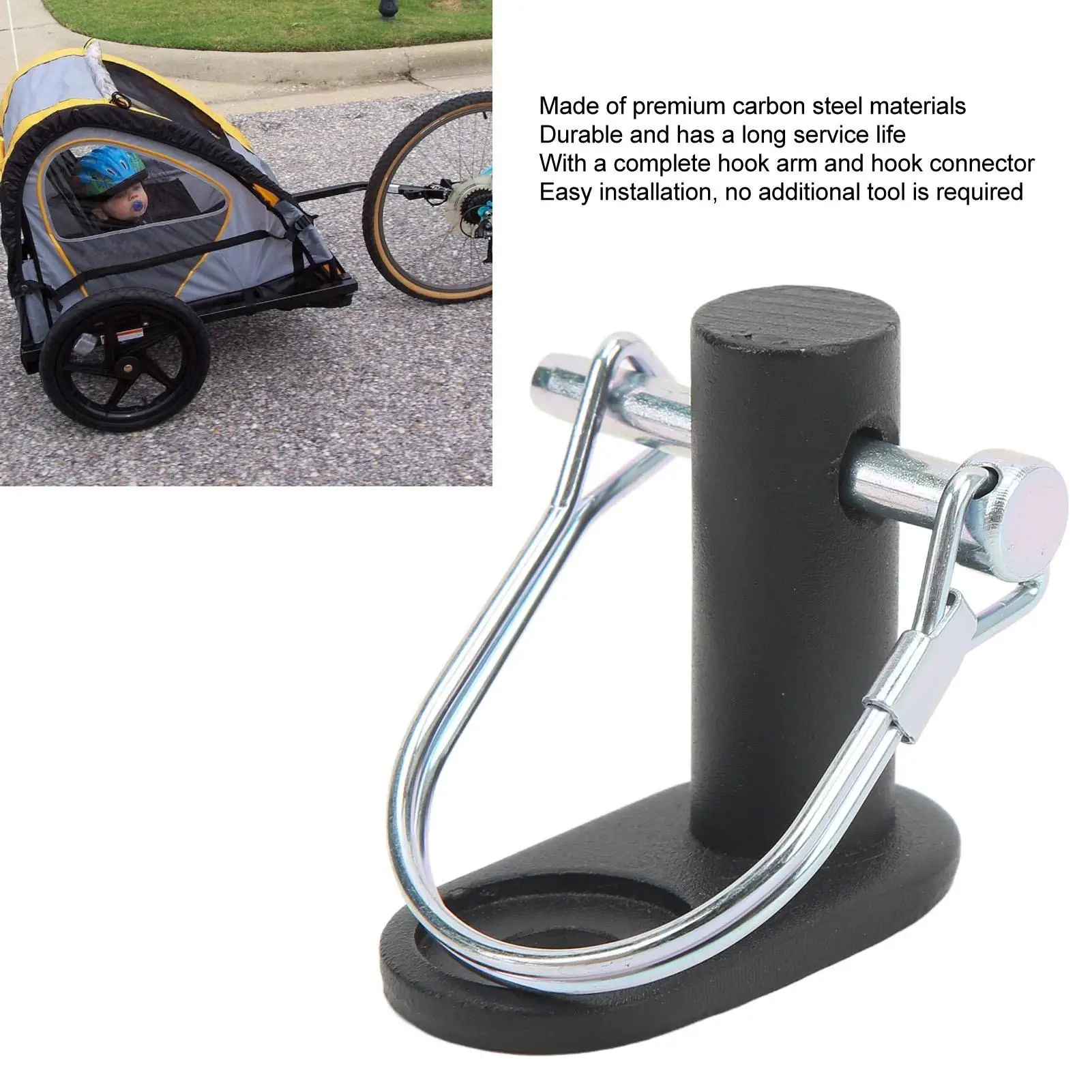 Universal Bike Trailer Hitch Connector - Carbon Steel Coupler for Strollers, Durable & Safe Attachment