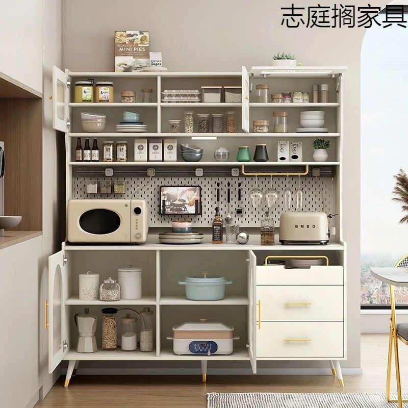 DSA rock slab dining side cabinet integrated against the wall modern simple cream style living room kitchen high cabinet