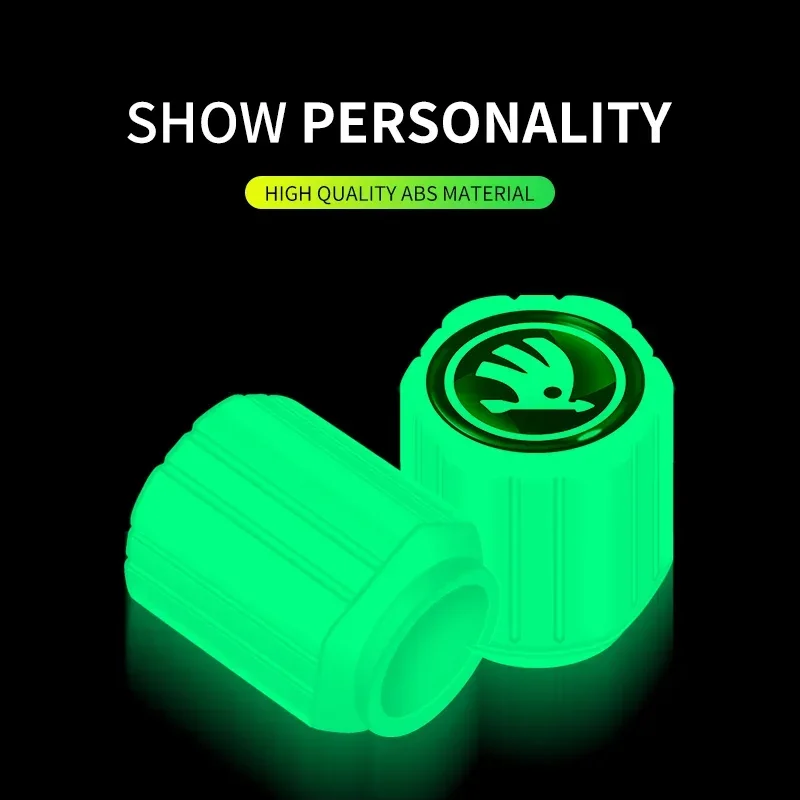 سيارة مضيئة غطاء صمام الإطارات غطاء فوهة الهواء لسكودا اوكتافيا MK2 MK3 2 3 A7 فابيا كاروك كودياق رائع السريع Kamiq سكالا اليتي #3