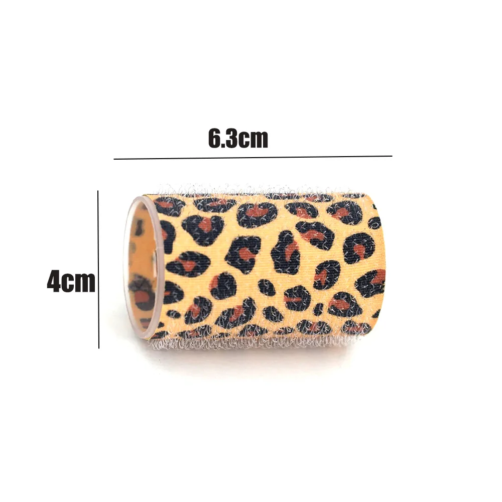3pcs/set 4cm Leopard Print Self-Grip Hair Rollers Heatless Salon Hook & Loop Curlers for Long Medium Short
