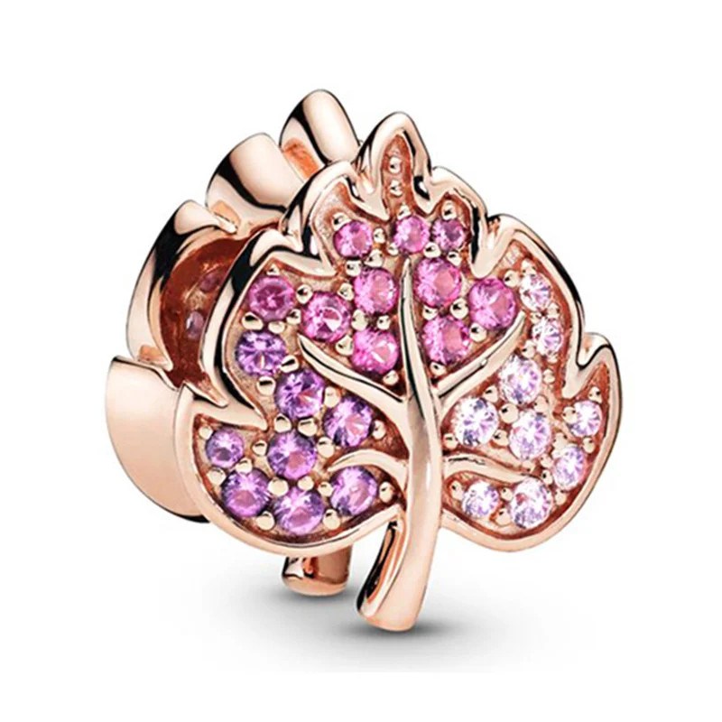 2026 New Hot Sparking Rose Gold Charm Beads Pendant Fit Original DIY Bracelet Accessories Jewelry Women Gift