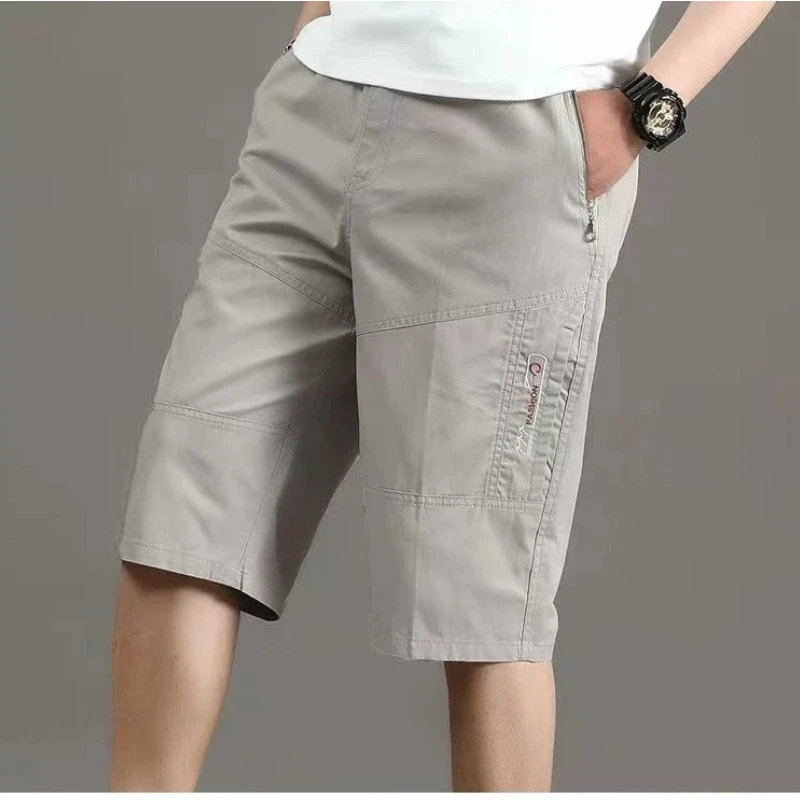 

Mens CSKS 7 Inch Shorts Summer Cotton Casual Cargo Shorts Loose Fit Multi Pocket Knee Length Pants