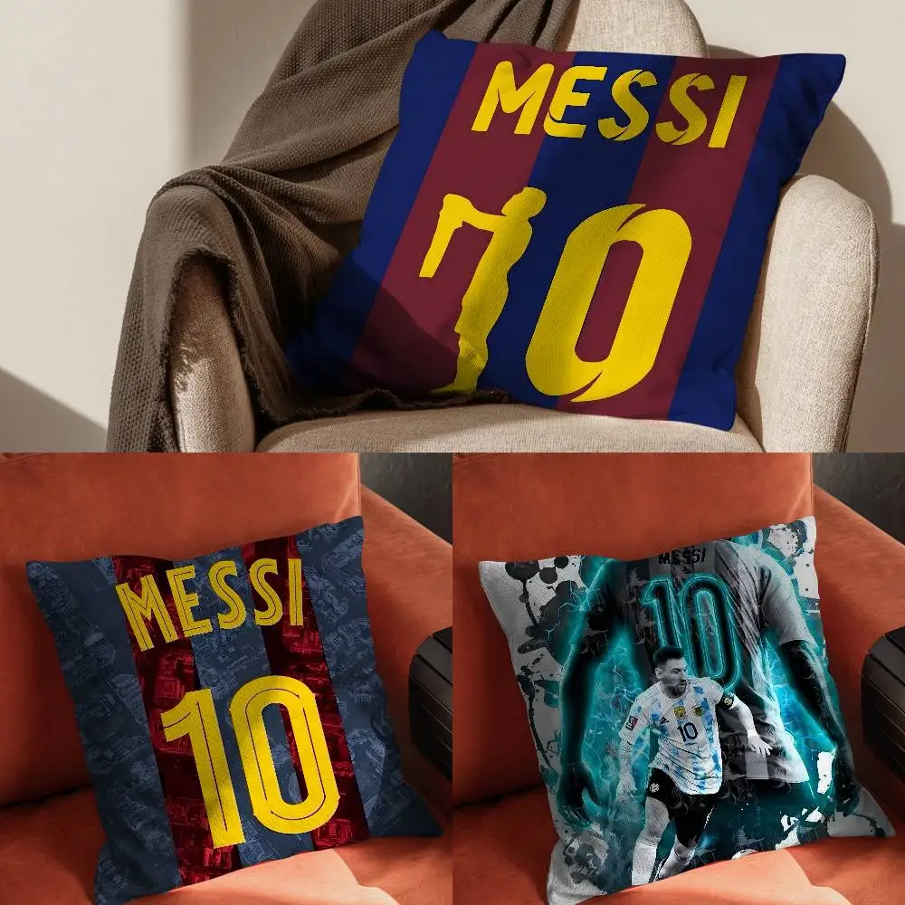 

Footballer M-MessiS Pillow Case Pillowcase For Car Pillows 60x60 Cushions Luxury Double Sided Cover Home And Decoration Sofa 3
