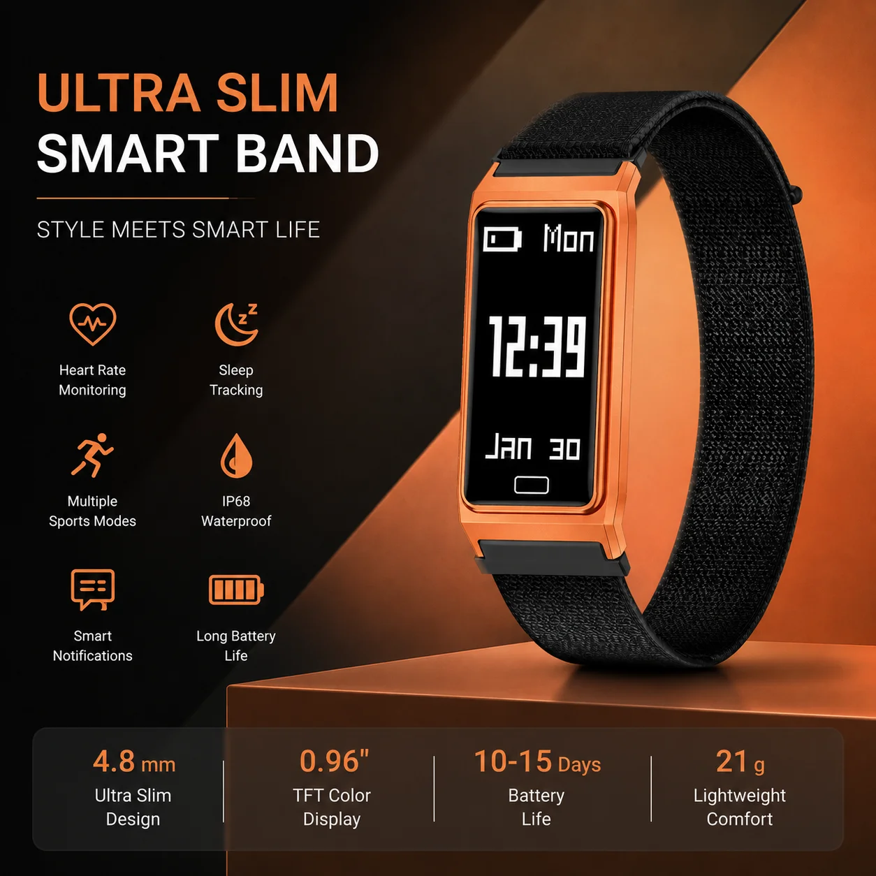 LIGE New 4.9mm Ultra-thin Smart Bracelet Heart rate Sleep Monitor Bands Call & Information Reminder Waterproof Women Smart Watch