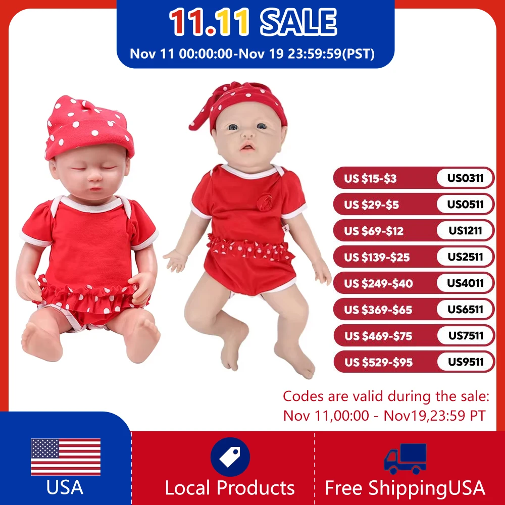

IVITA Authentic 100% Silicone Painted Reborn Baby Dolls Shipped from USA Warehouse Realistic Baby Dolls for Kids Christmas Toys