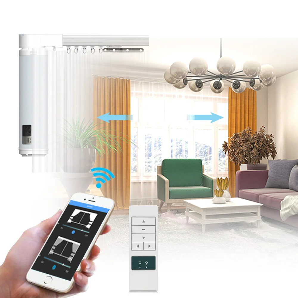 Home Automatic Motorized Vertical Curtain System Tuya Intelligent Remote Control Curtain Motor