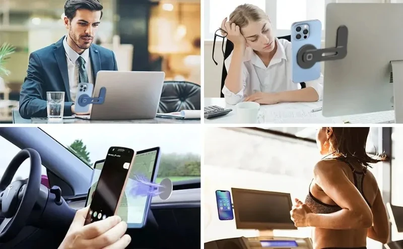 Autotelefonständer, Laptop, gleicher Bildschirmständer, magnetisch, ultradünn, seitlich faltbar, Rollover-Kamera, flache Rückseitenhalterung aus Aluminiumlegierung – Detail 7