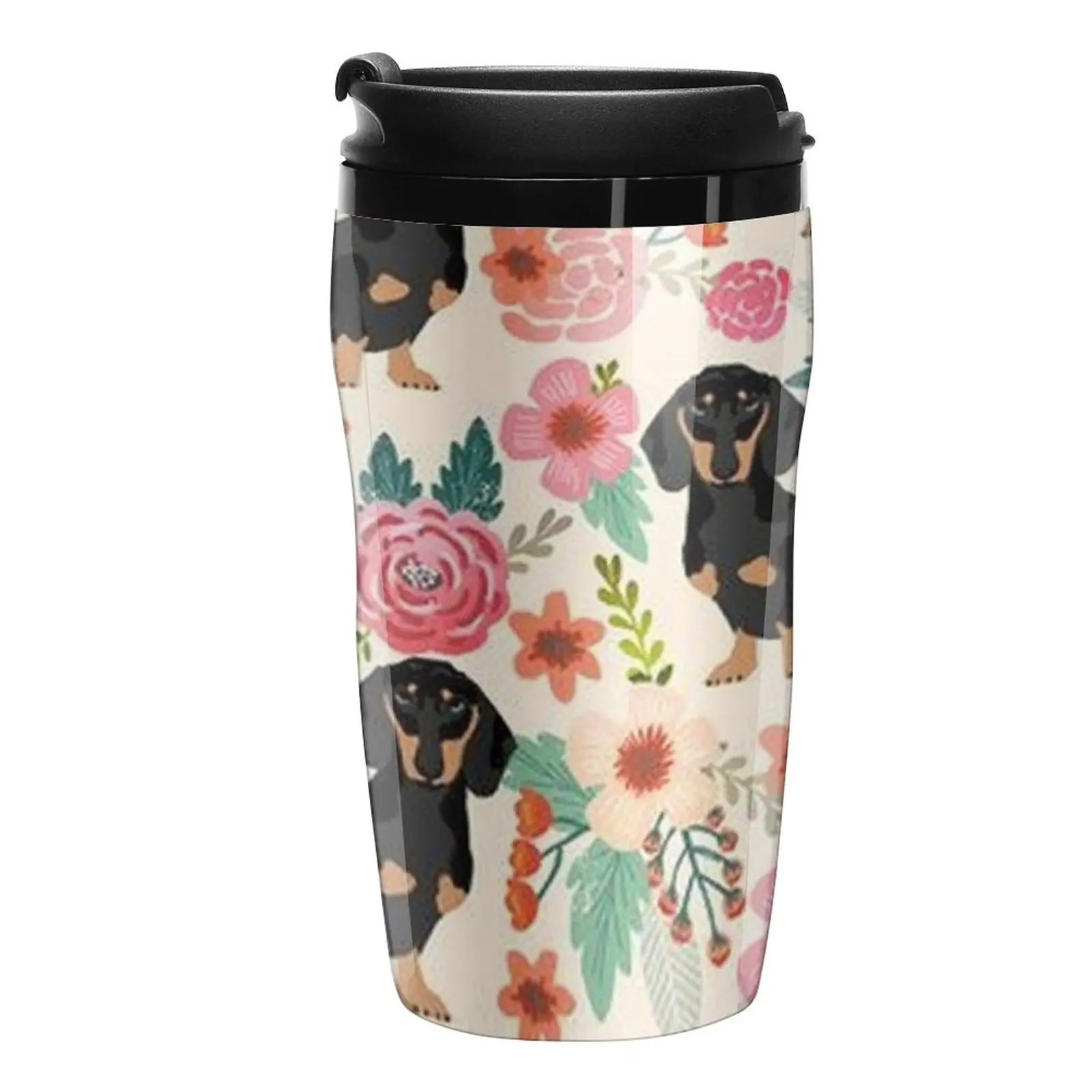 

New Dachshund Dogs and flowers Travel Coffee Mug Cute Mugs Espresso Cup Coffee Cup Set